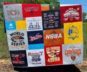 Memory T-Shirt Quilt DEPOSIT Custom Blanket Graduation Gift Tee Handmade Keepsake Personalized Modern Design Sport Clothing College Birthday