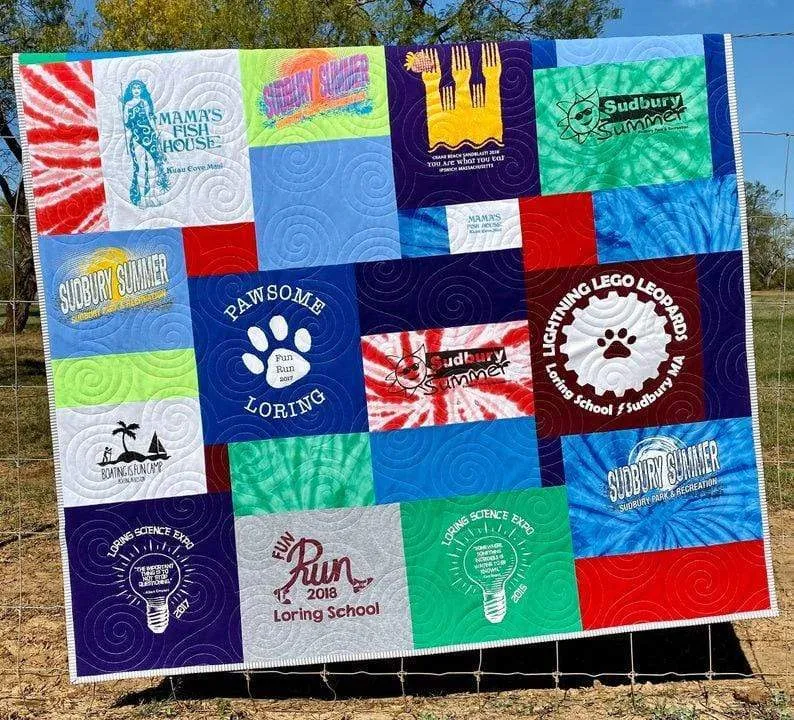 Memory T-Shirt Quilt DEPOSIT Custom Blanket Graduation Gift Tee Handmade Keepsake Personalized Modern Design Sport Clothing College Birthday