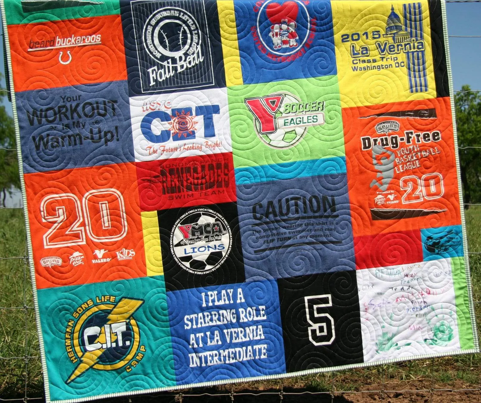 Memory T-Shirt Quilt DEPOSIT Custom Blanket Graduation Gift Tee Handmade Keepsake Personalized Modern Design Sport Clothing College Birthday