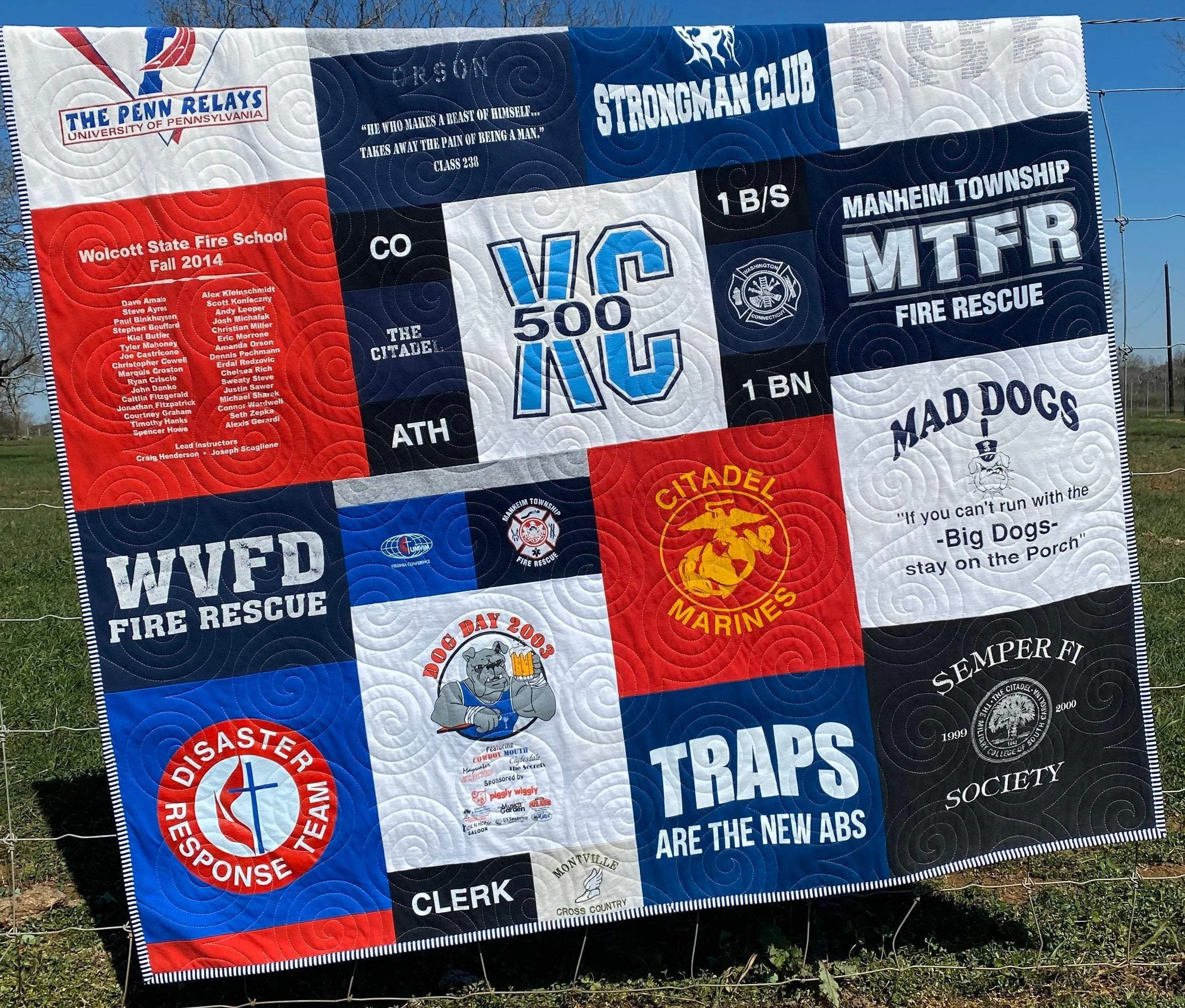 Memory T-Shirt Quilt DEPOSIT Custom Blanket Graduation Gift Tee Handmade Keepsake Personalized Modern Design Sport Clothing College Birthday