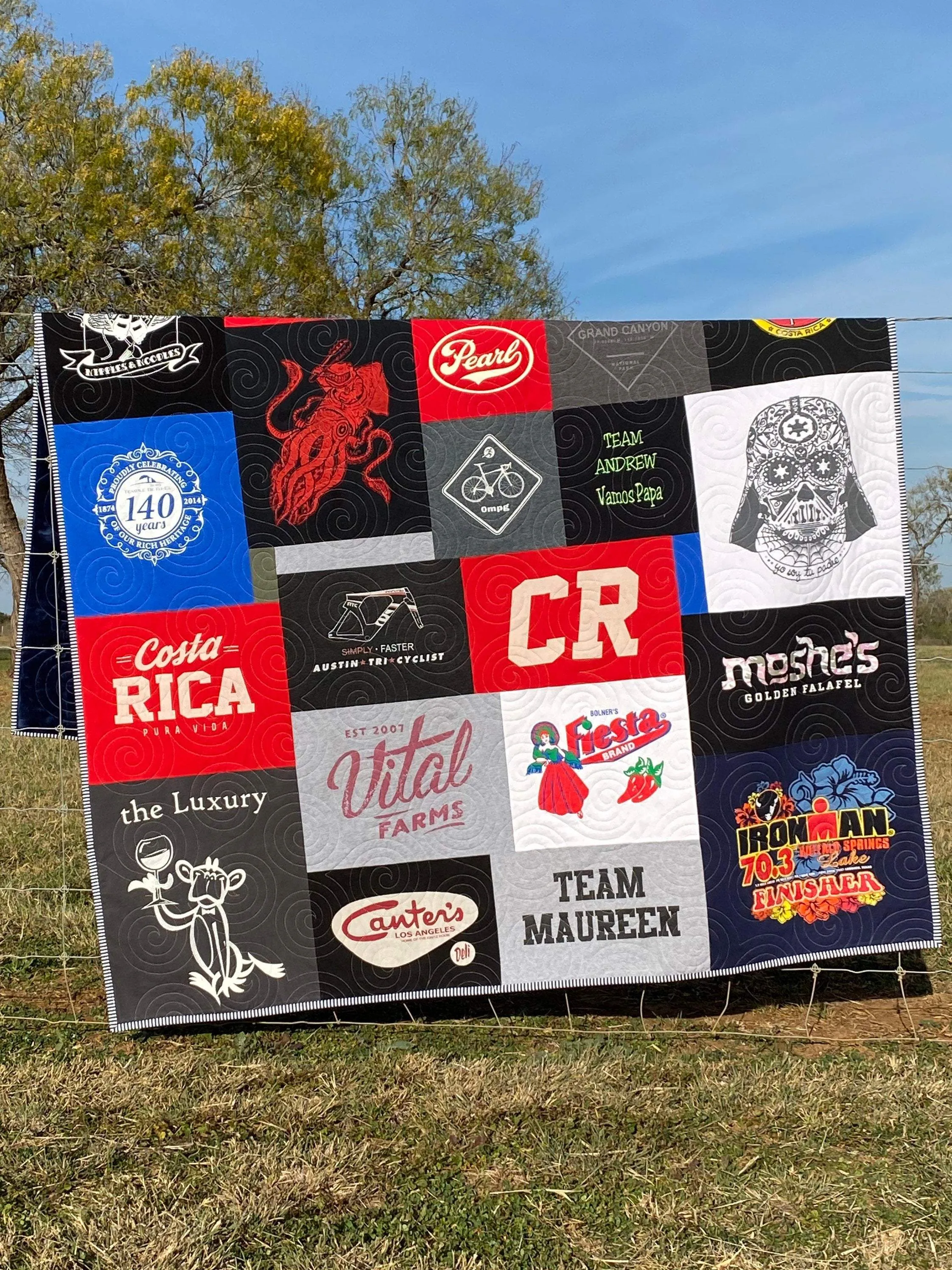 Memory T-Shirt Quilt DEPOSIT Custom Blanket Graduation Gift Tee Handmade Keepsake Personalized Modern Design Sport Clothing College Birthday