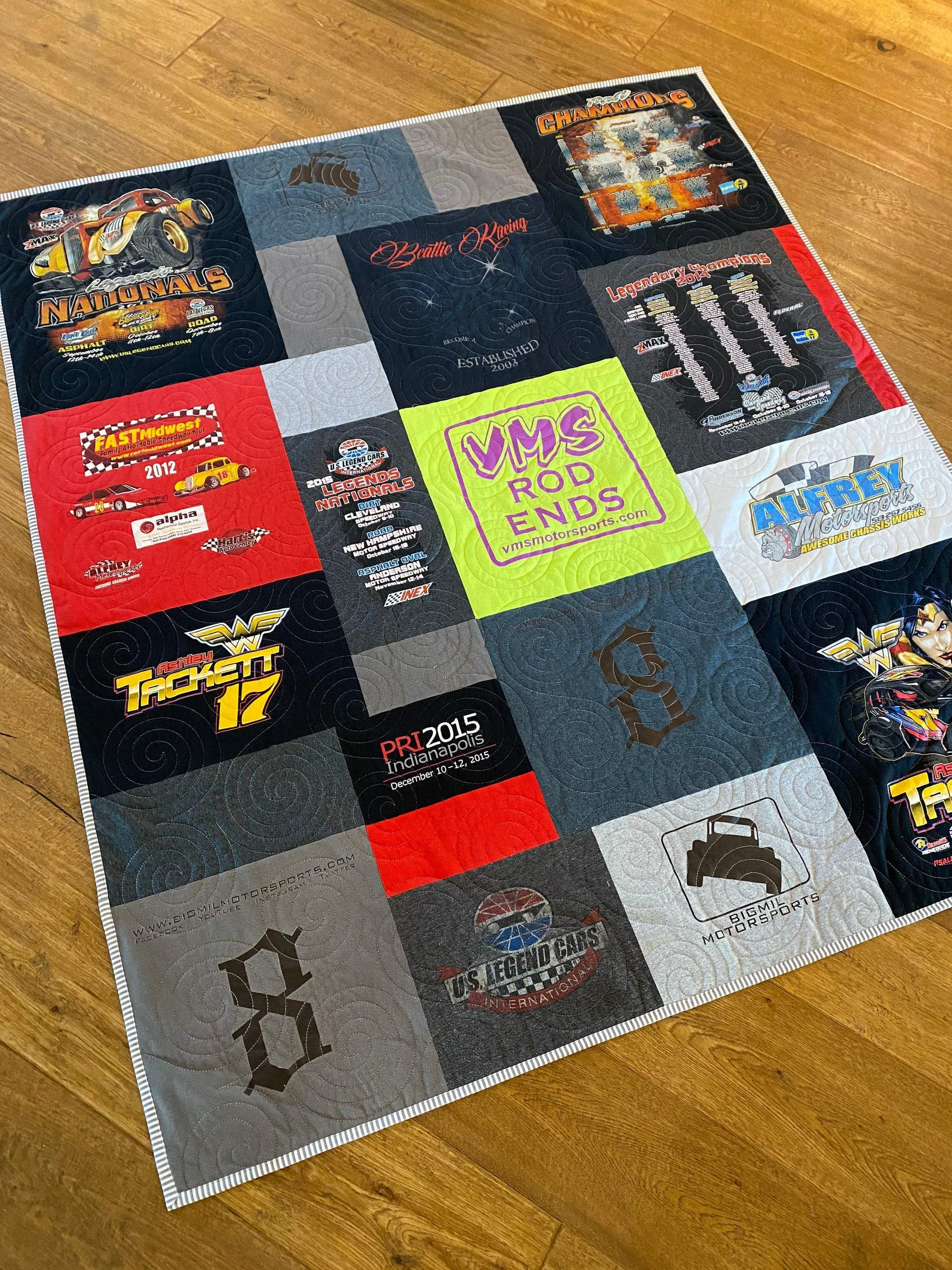 Memory T-Shirt Quilt DEPOSIT Custom Blanket Graduation Gift Tee Handmade Keepsake Personalized Modern Design Sport Clothing College Birthday
