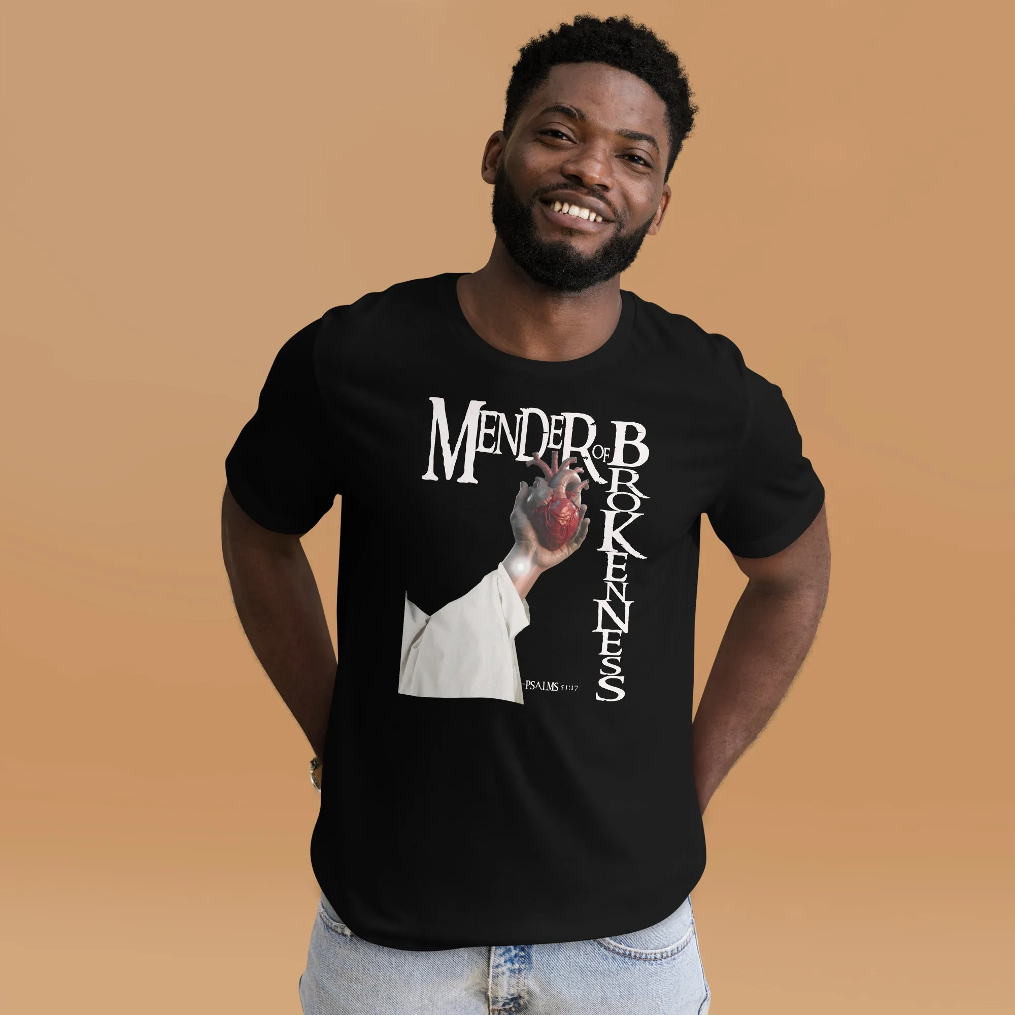 Mender of Brokenness Unisex Adult T-Shirt - White Text