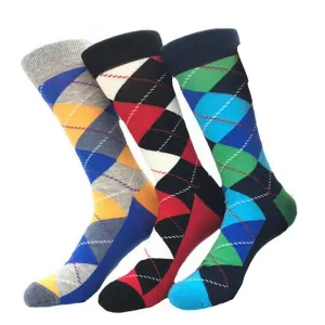 Men's Pattern Colorful 3pk Assorted Bundle Elastic Colorful Socks