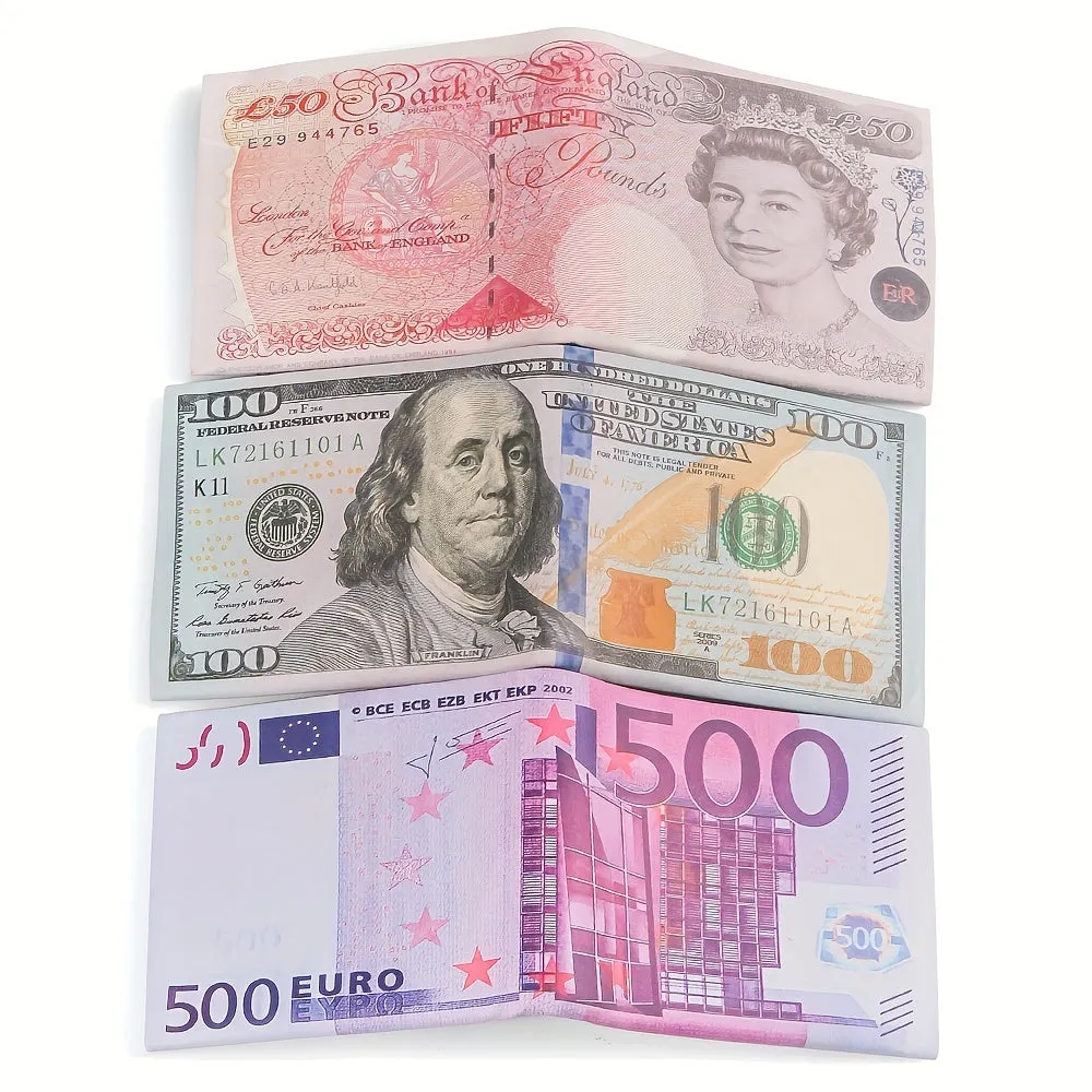 Men's Stylish Dollar-Patterned Bifold Wallet - Durable PU Leather with Multiple Card Slots, Secure Zipper Coin Pocket - Ideal Gift for Daily Use & Special Occasions