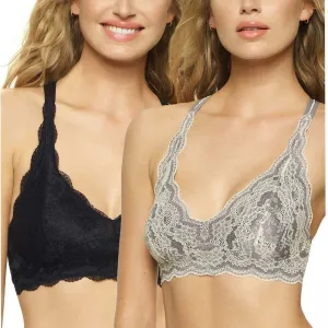 New Felina Women's 2 Pack Lace Bralettes With Modal Lining. 1247995 Large