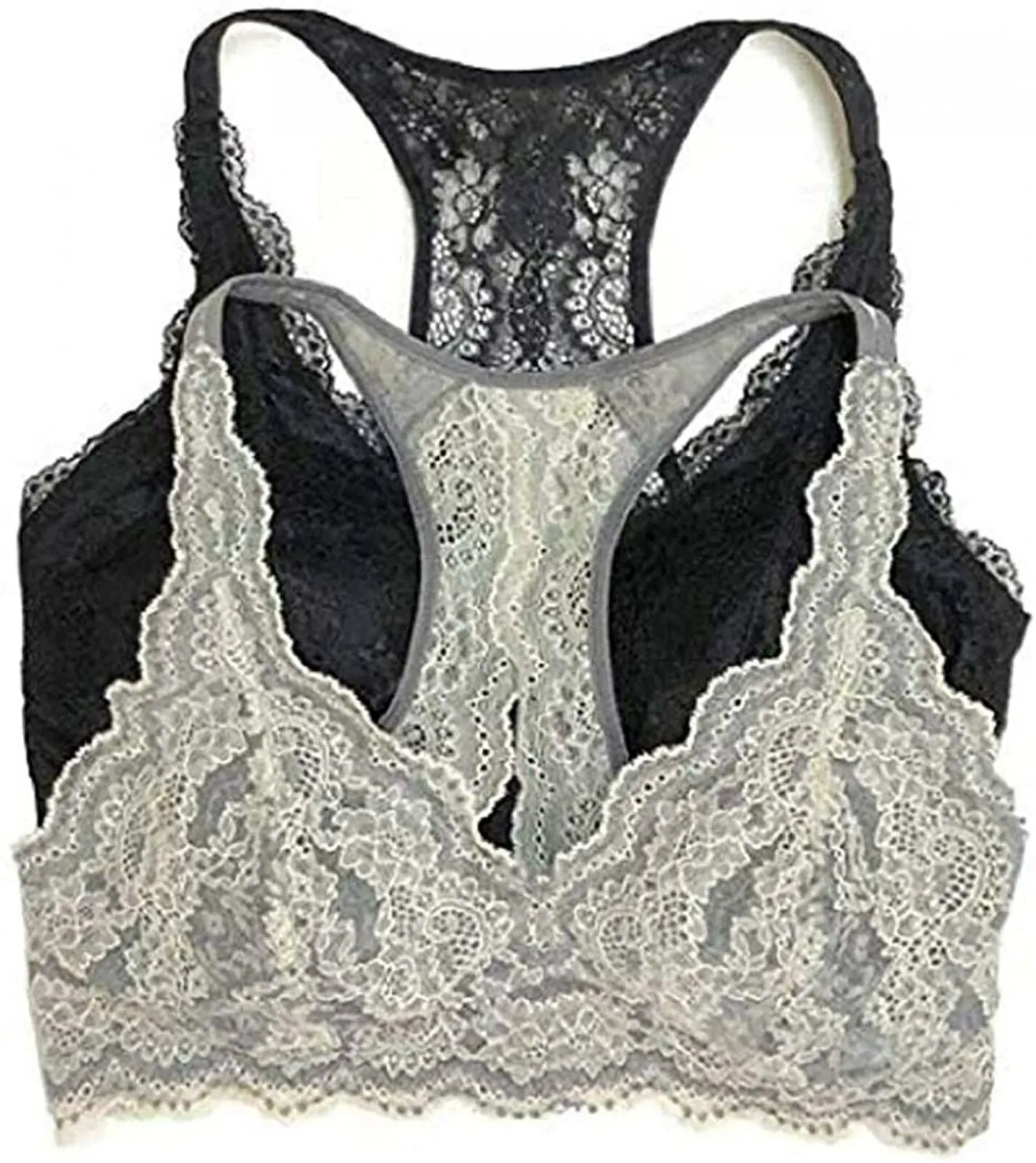 New Felina Women's 2 Pack Lace Bralettes With Modal Lining. 1247995 Large