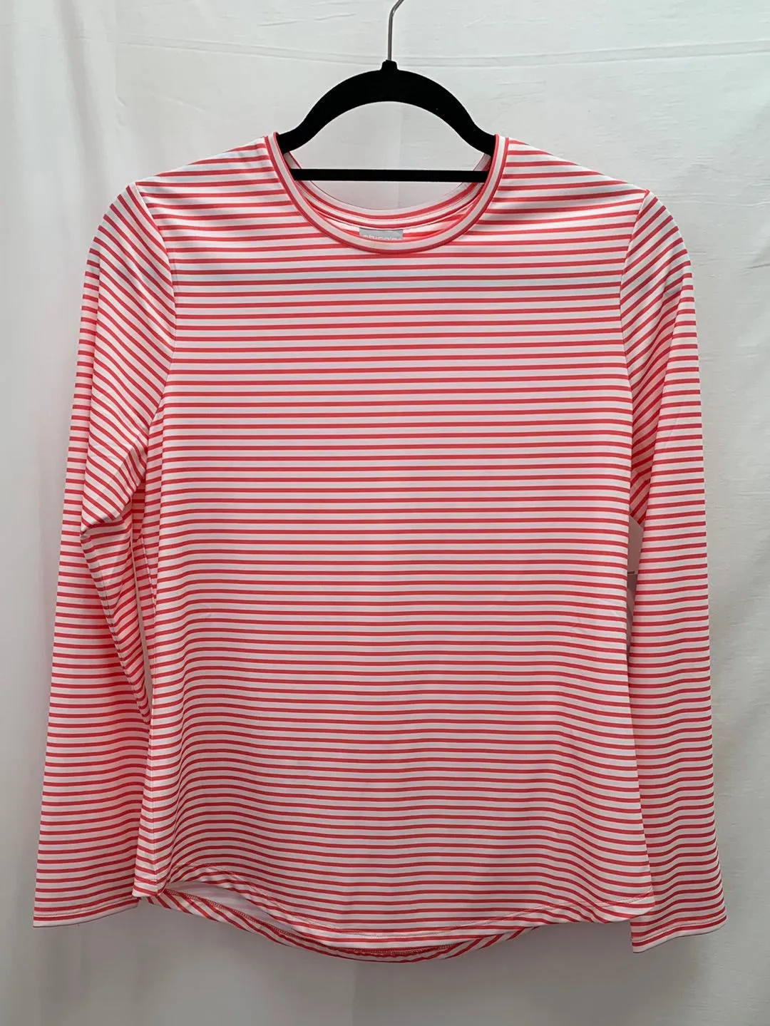 NWT - CHICO'S coral stripe ZENERGY UPF 50  Crew Shirt - 0 | US 4/6 S