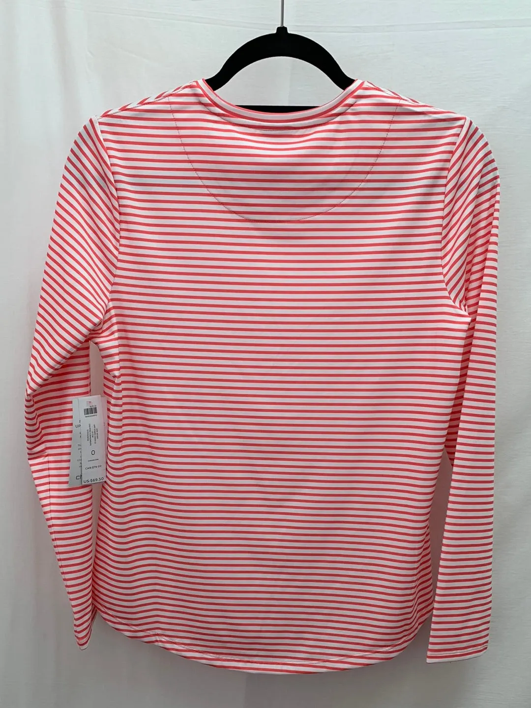 NWT - CHICO'S coral stripe ZENERGY UPF 50  Crew Shirt - 0 | US 4/6 S