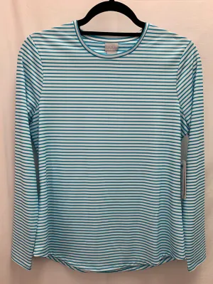 NWT - CHICO'S turquoise stripe ZENERGY UPF 50  Crew Shirt - 0 | 4/6 S