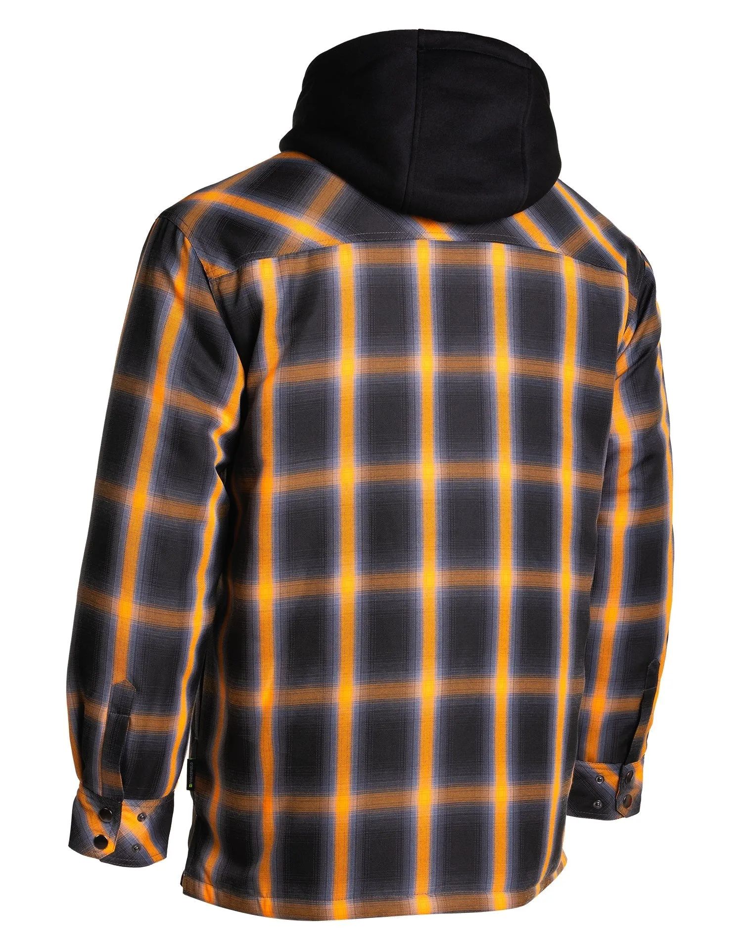 Orange Ombre Plaid Hooded Quilt-lined Shirt Jacket