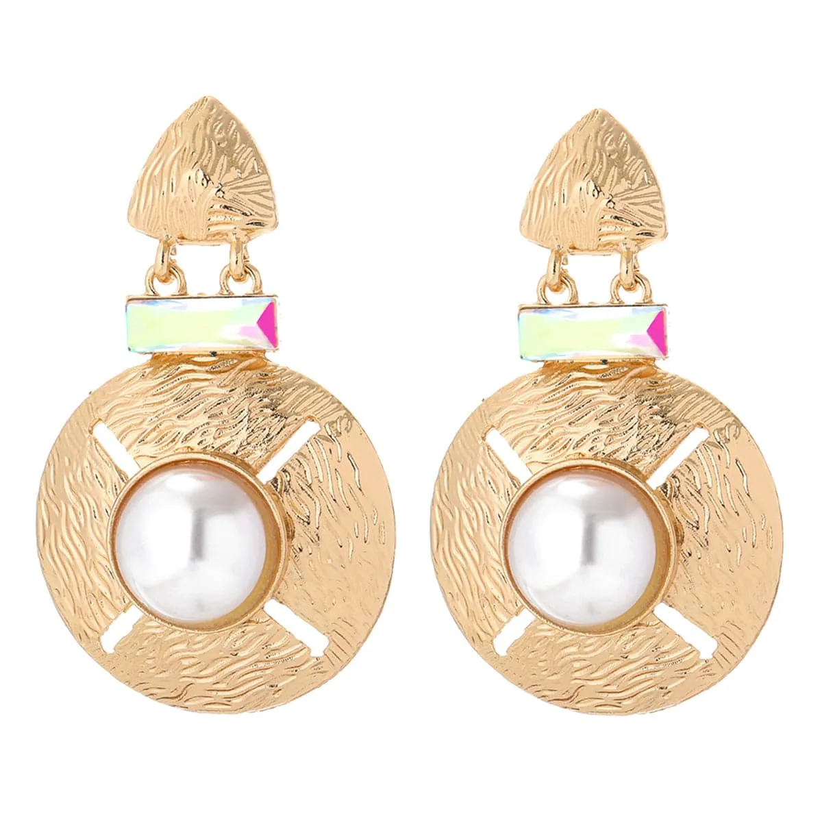 Pearl & 18K Gold-Plated Crystal-Accent Round Drop Earrings