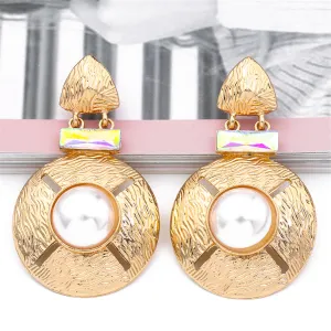 Pearl & 18K Gold-Plated Crystal-Accent Round Drop Earrings