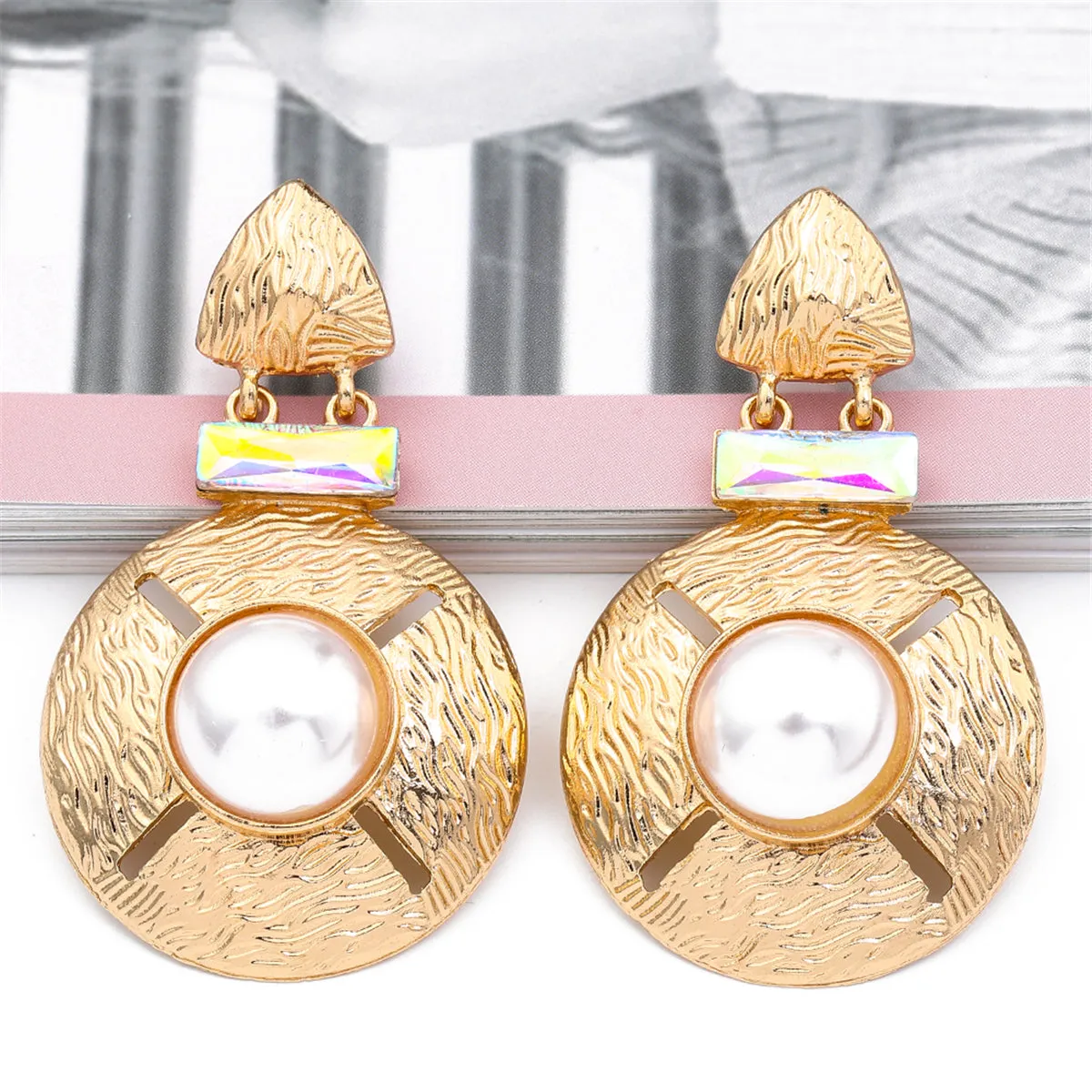 Pearl & 18K Gold-Plated Crystal-Accent Round Drop Earrings