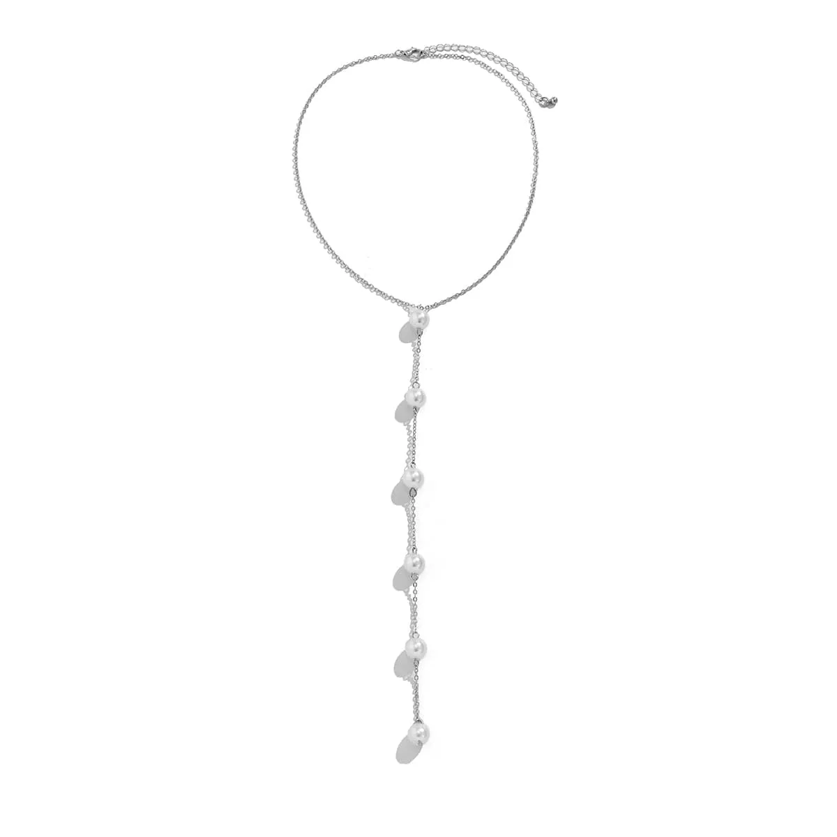 Pearl & Silver-Plated Lariat Necklace