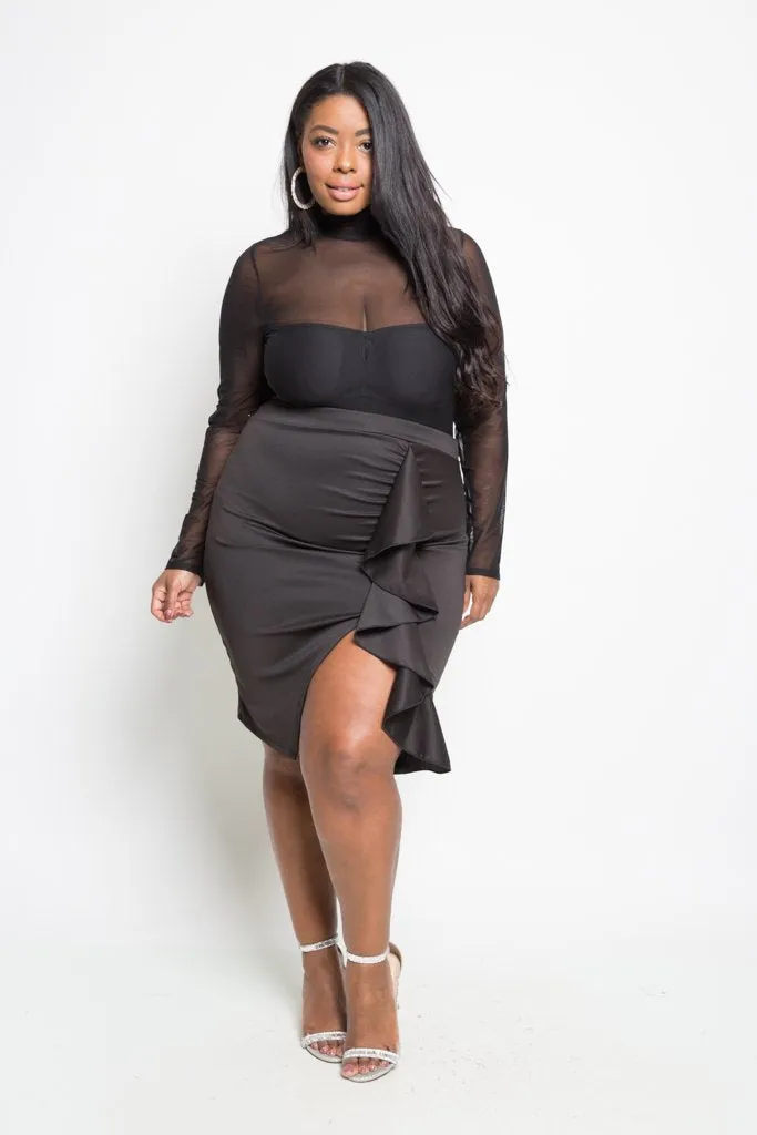 Plus Size Chic Ruffled Skirt