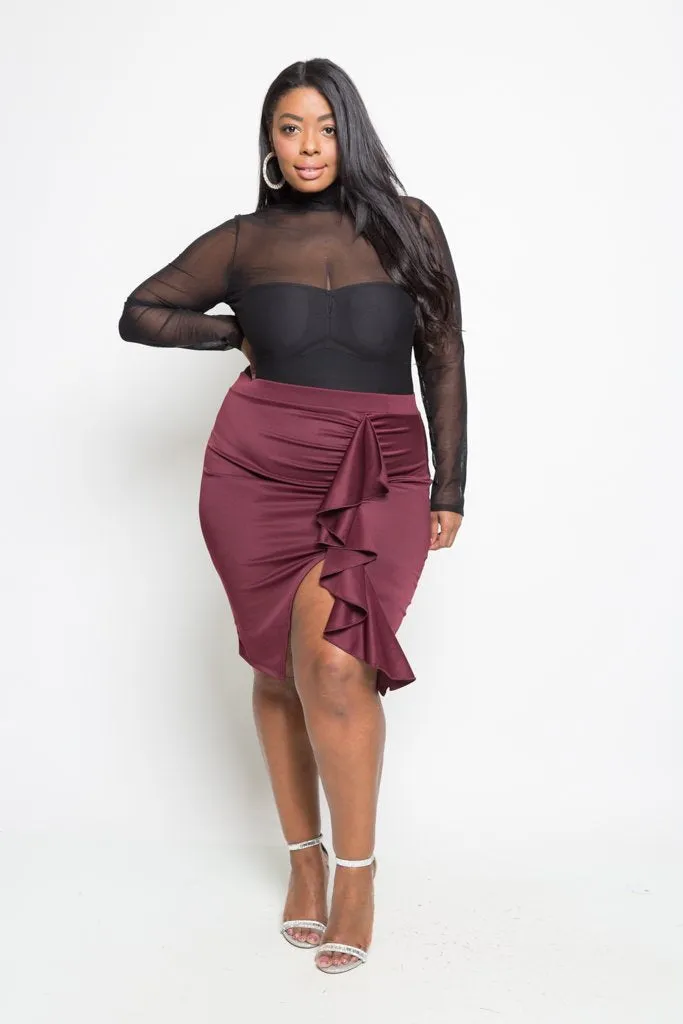 Plus Size Chic Ruffled Skirt