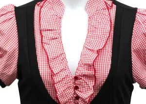 Plus Size Cute Plaid Ruffled Red Top