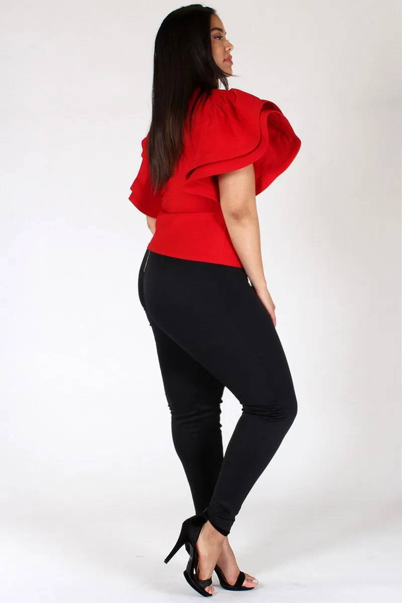 Plus Size Glam Ruffled Sleeve Top [SALE]
