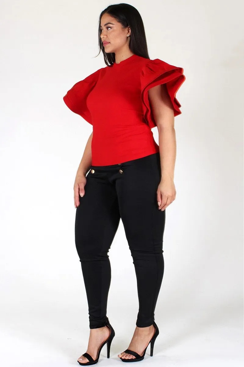 Plus Size Glam Ruffled Sleeve Top [SALE]