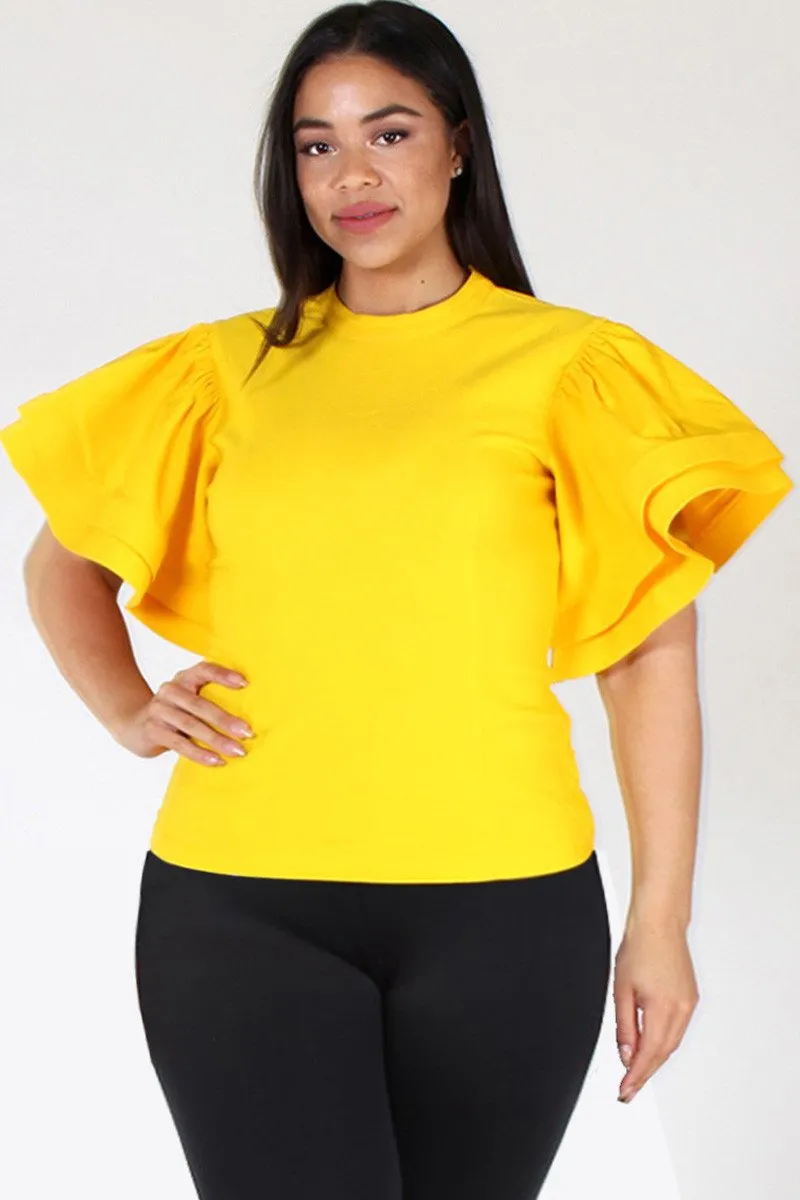 Plus Size Glam Ruffled Sleeve Top [SALE]