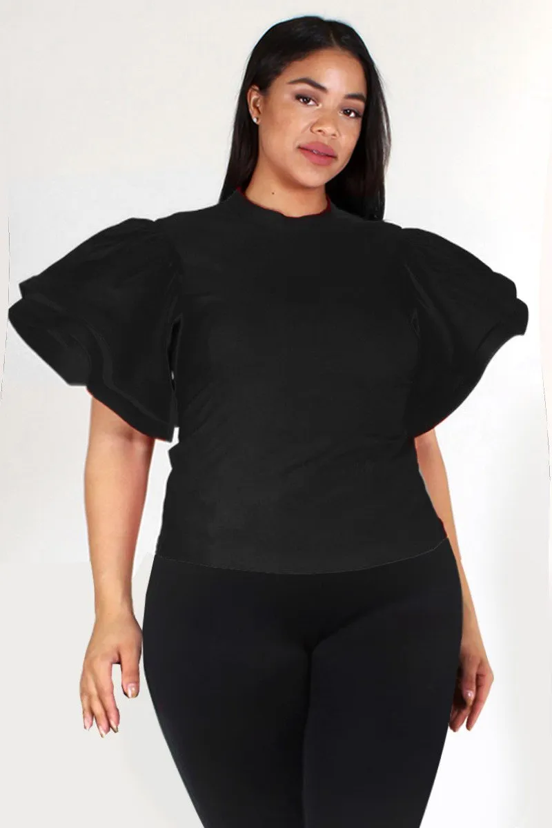 Plus Size Glam Ruffled Sleeve Top [SALE]