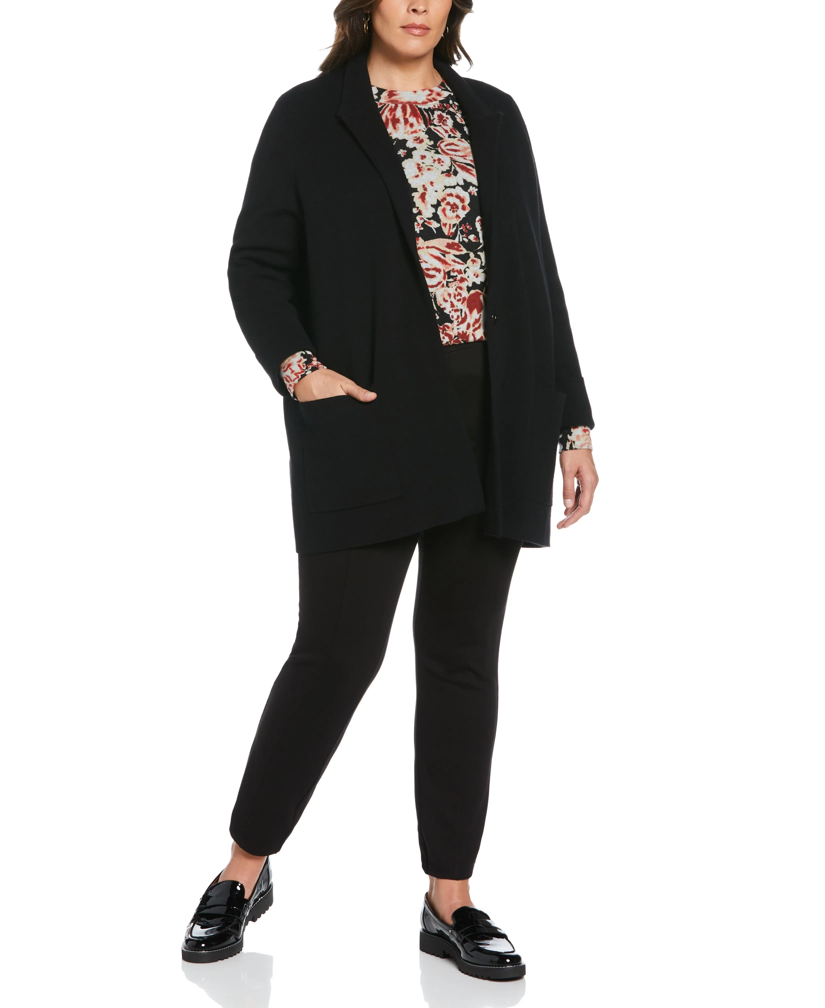 Plus Size Pleat Sleeve Knit Shirt