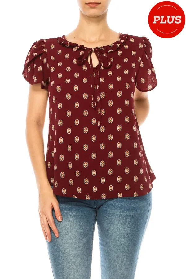 Plus size Solid Overlapping Short Sleeve Top B82901 $9.50Each