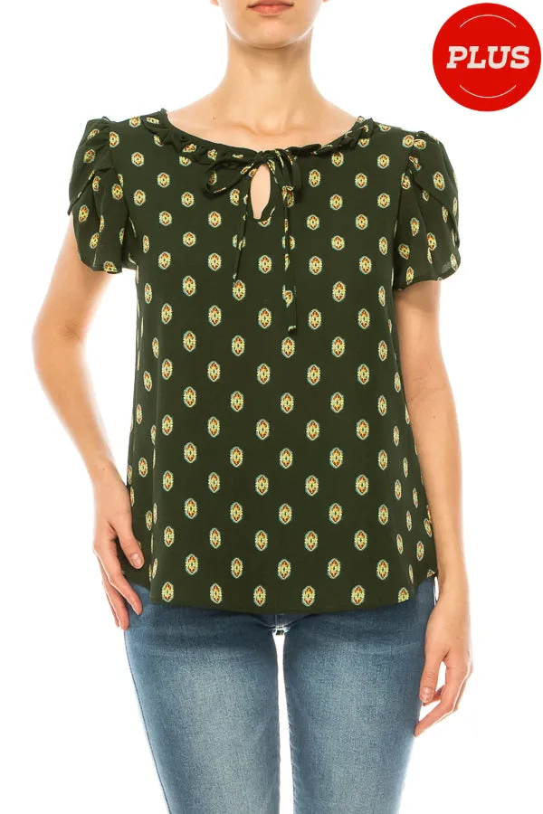Plus size Solid Overlapping Short Sleeve Top B82901 $9.50Each