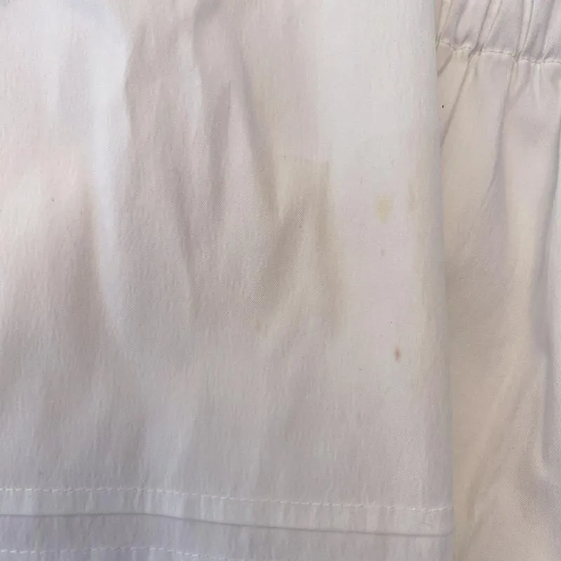 Prada Off the Shoulder Dress White Ruched Tiered Cotton Size 42