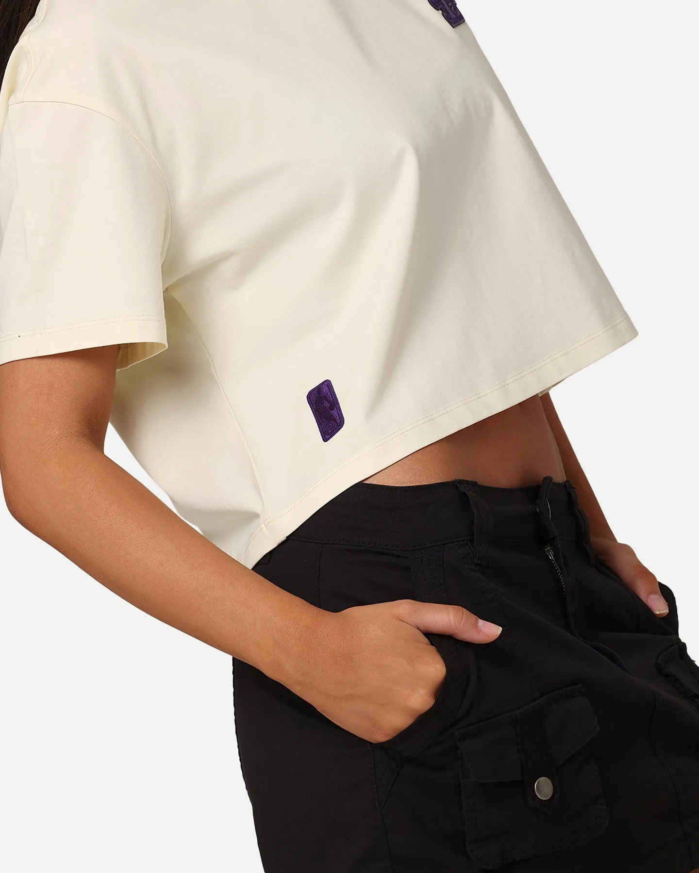 Pro Standard Women's Los Angeles Lakers Triple Tonal Cropped Boxy T-Shirt Eggshell