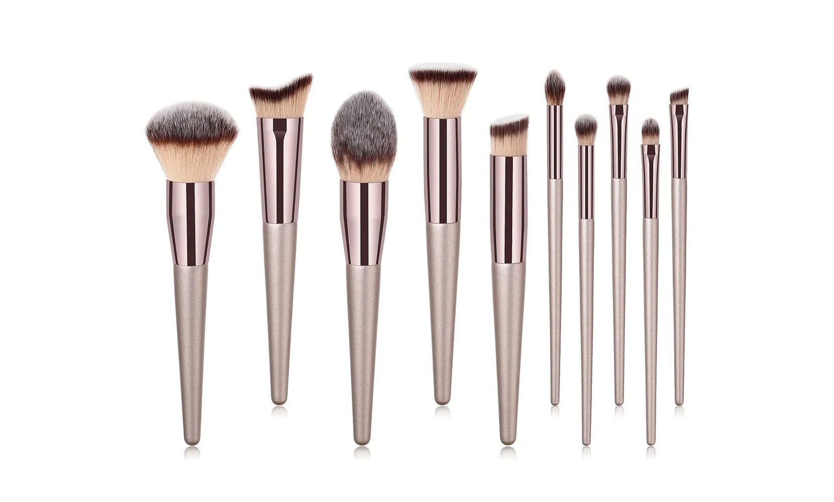 Professional Coffee-Colored Glow Makeup Brush Set (10-Piece)