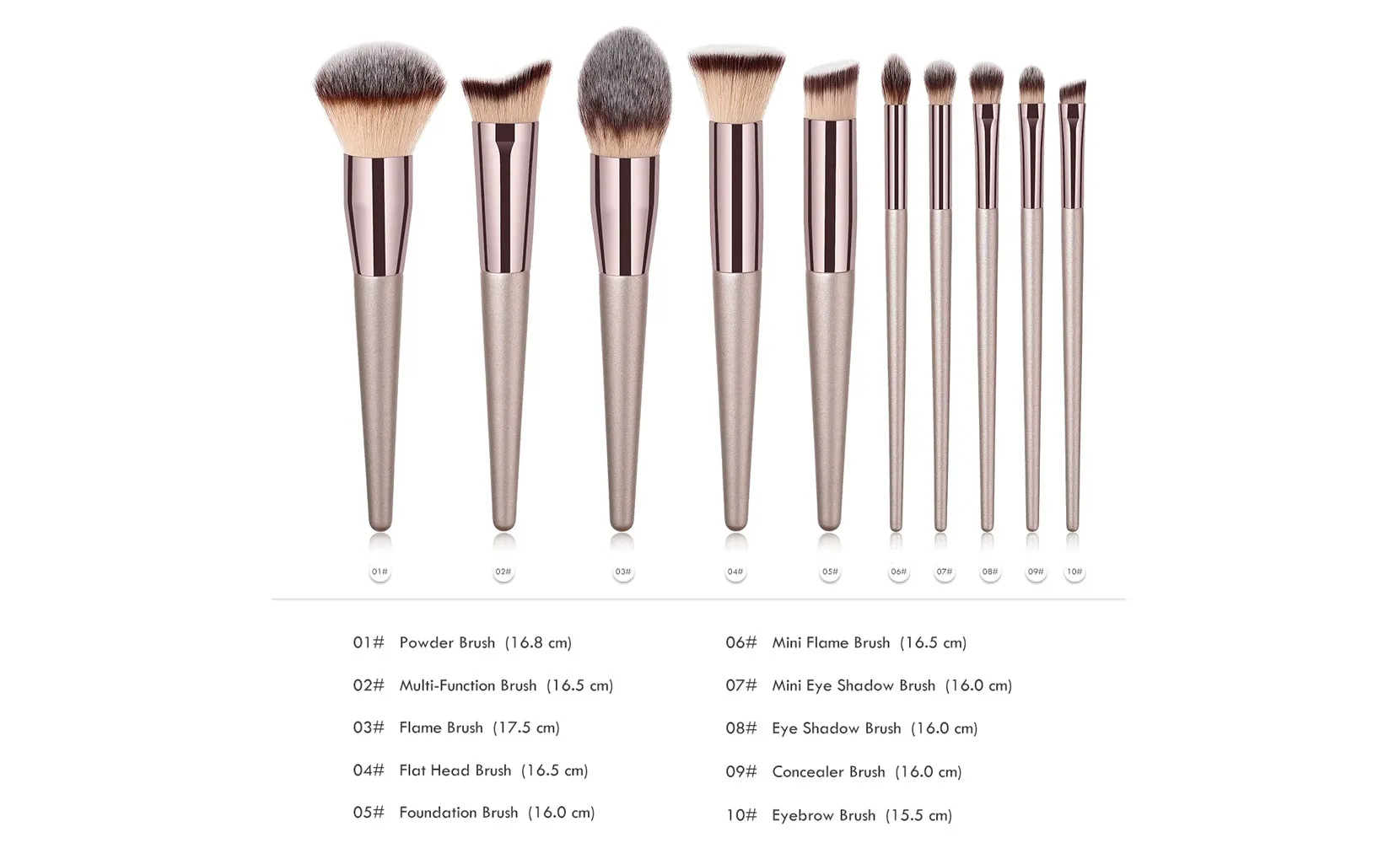 Professional Coffee-Colored Glow Makeup Brush Set (10-Piece)