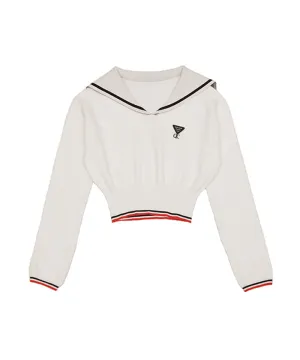 Q.C PLAY: Sailor Collar Patch Knit - 3 Colors