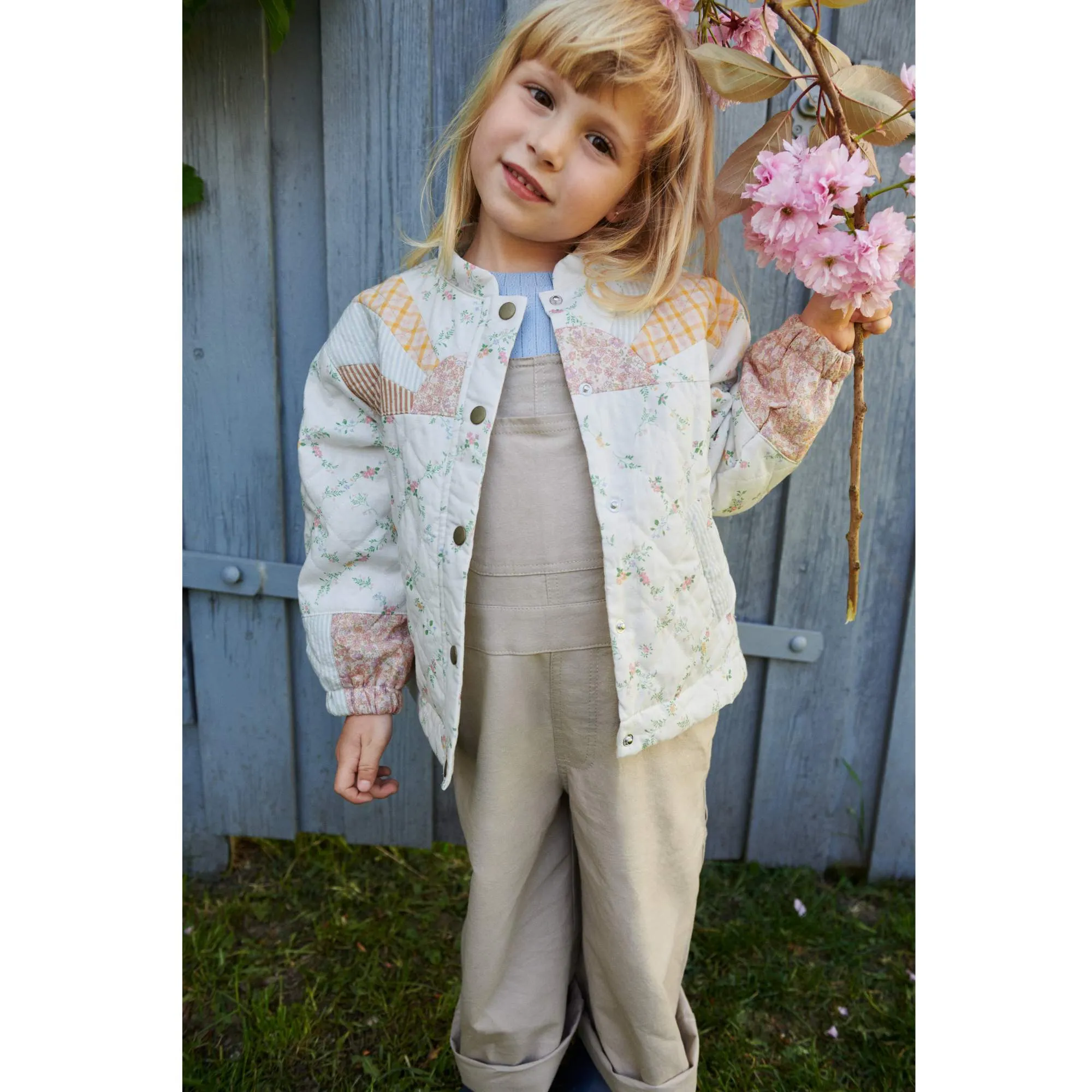 Quilt Jacket Inga ivory checked flowers