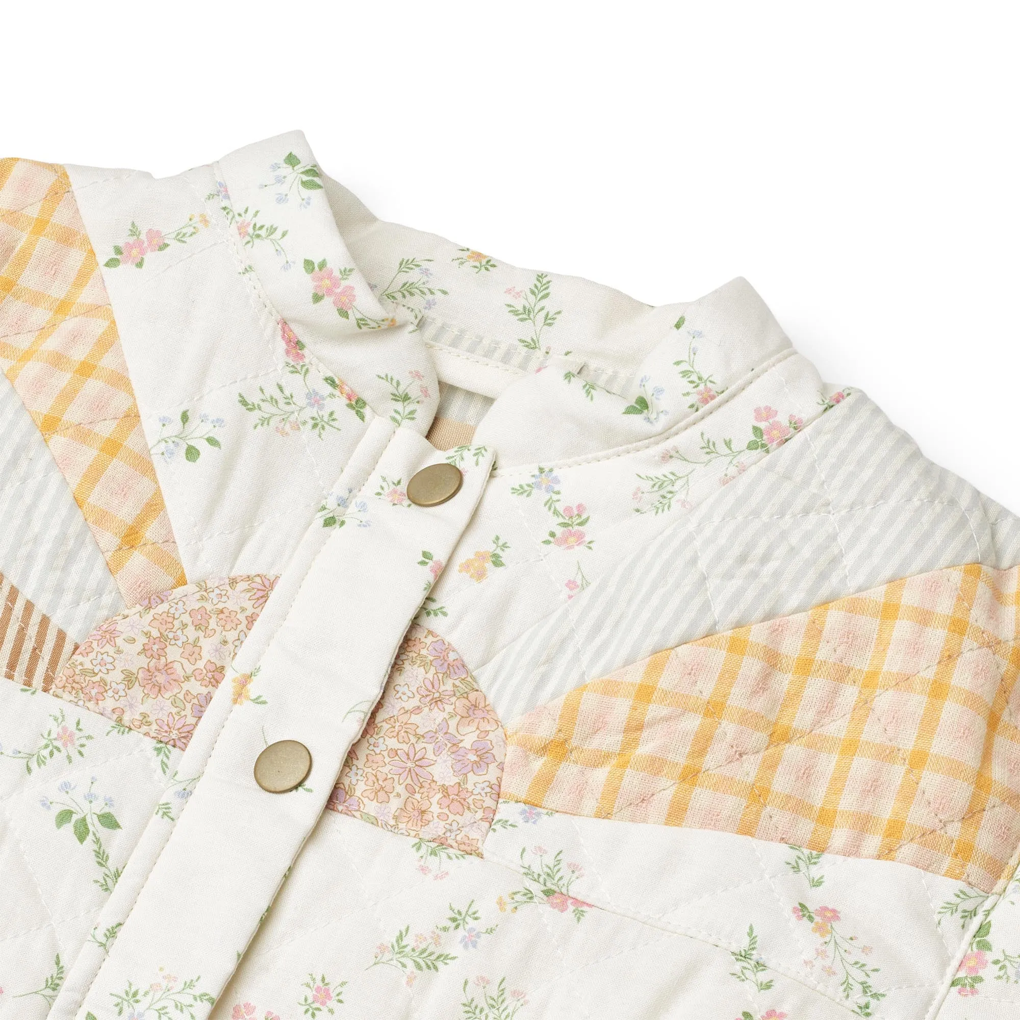 Quilt Jacket Inga ivory checked flowers