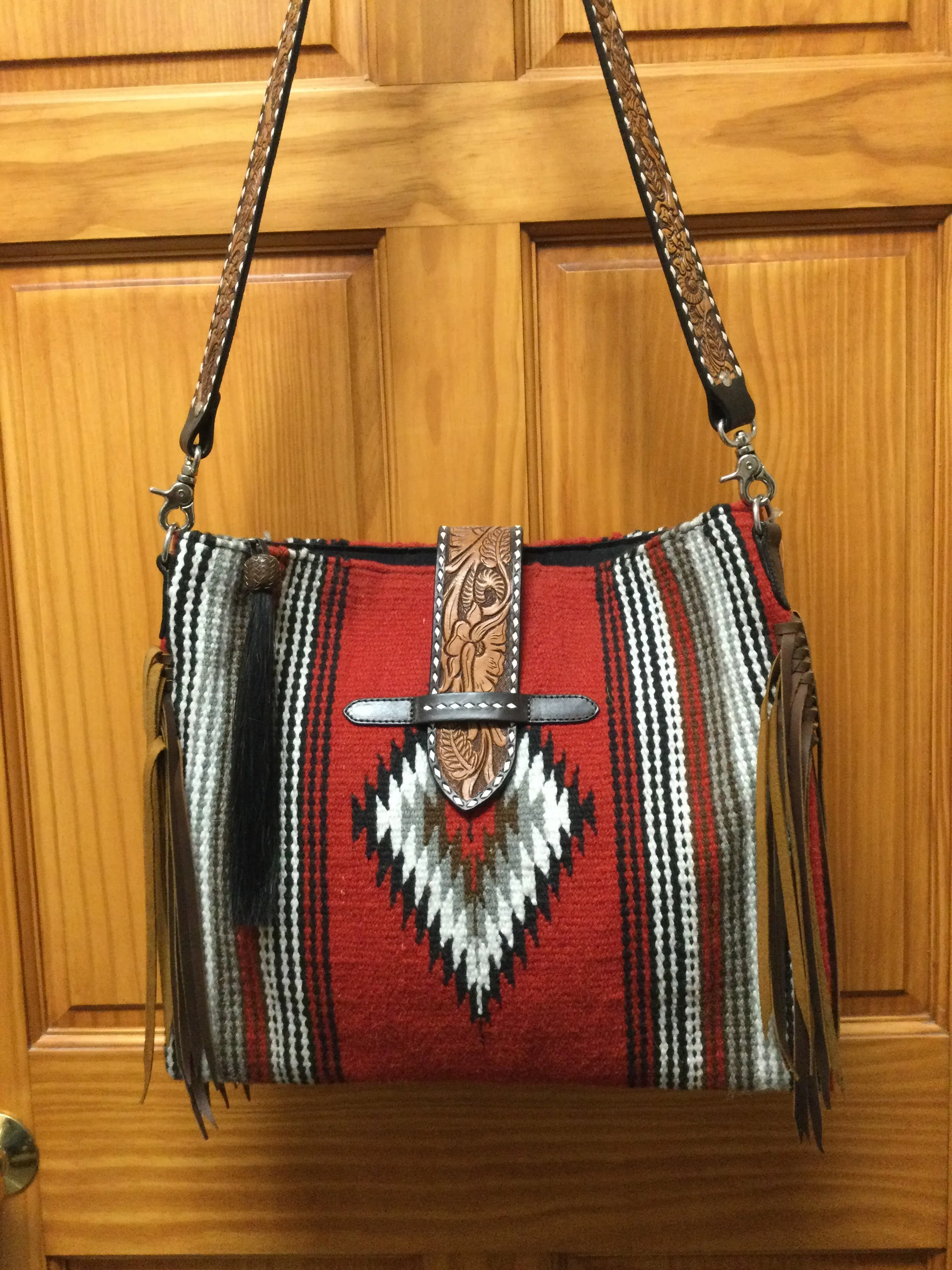 Rafter T Belted Cross Body Tote-Red
