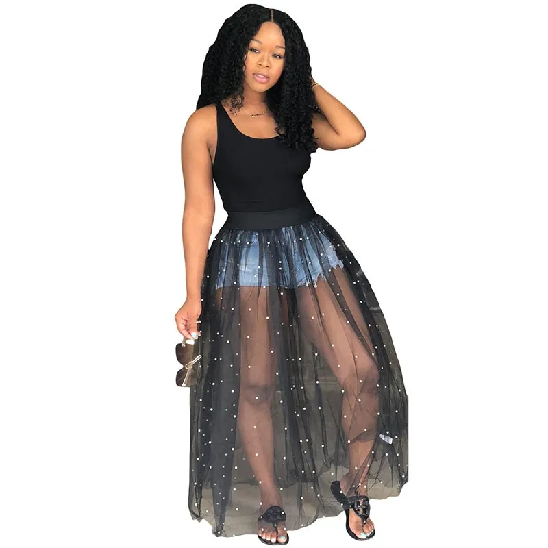 Real Studded Sheer Beaded Mesh Pop Dress #Black #Mesh #Tank