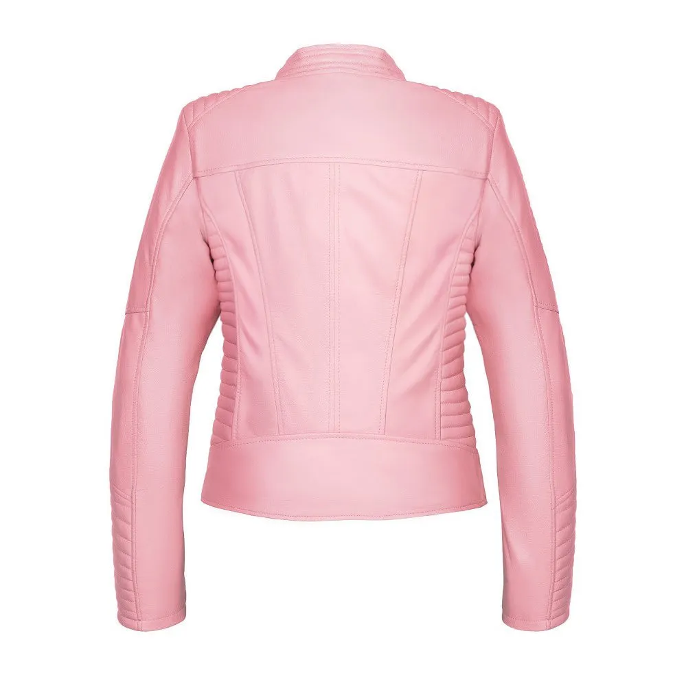 Rosa Armorеtta Pink Women's Motorcycle Leather Jacket