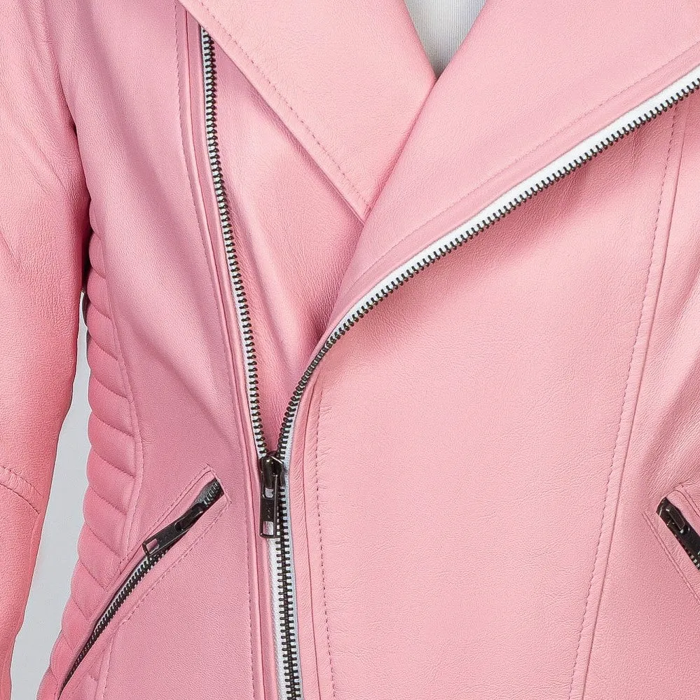 Rosa Armorеtta Pink Women's Motorcycle Leather Jacket