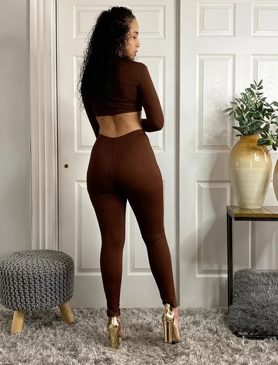 Ruched Front Crop Top And Leggings Matching Set