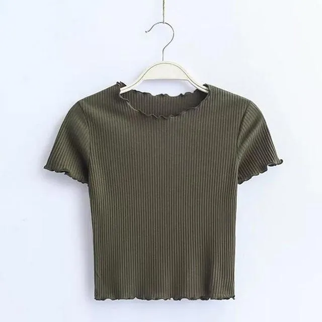 Ruffled Crop T-Shirt