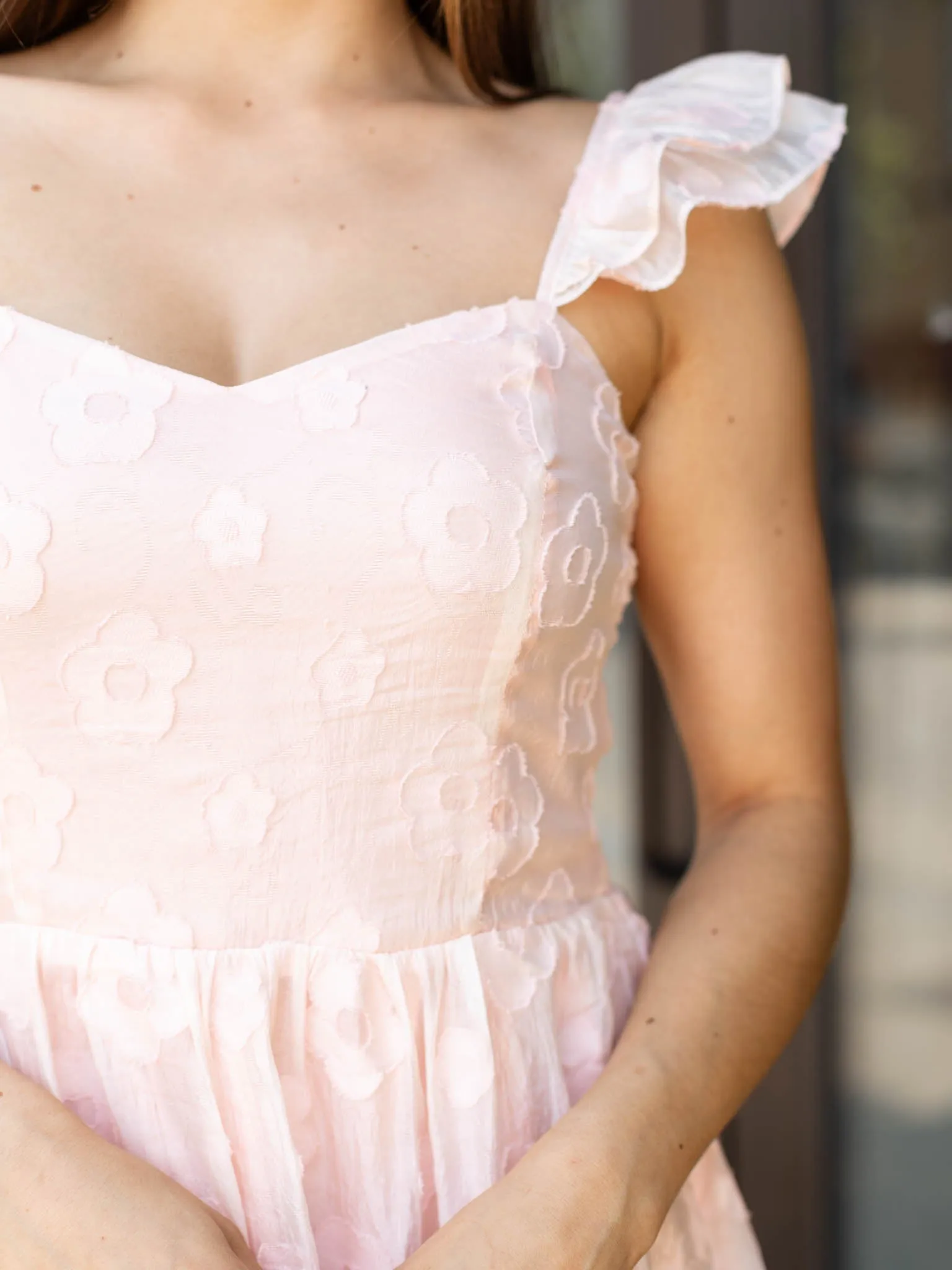 Ruffled Sleeve Floral Midi Dress