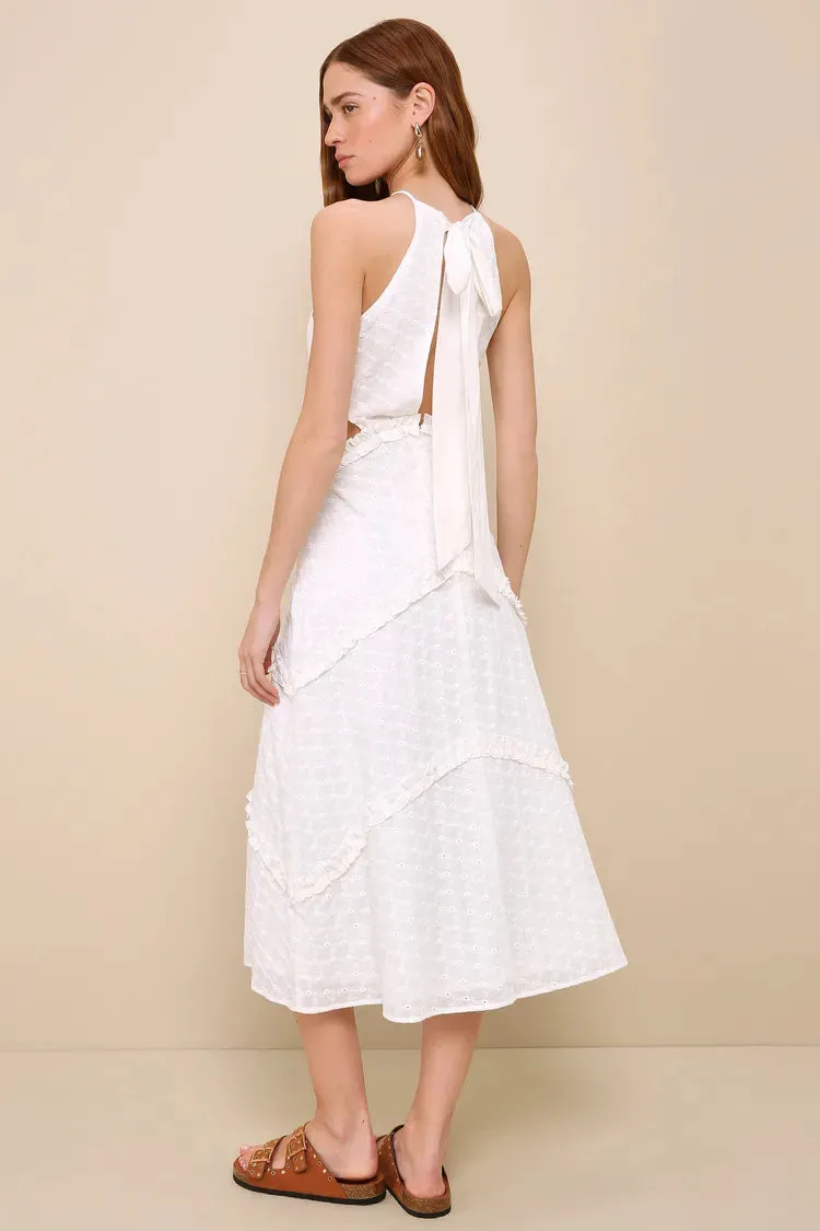 Ruffled Tie-Back Midi Dress