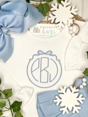 Scalloped Ribbon Monogram Frame