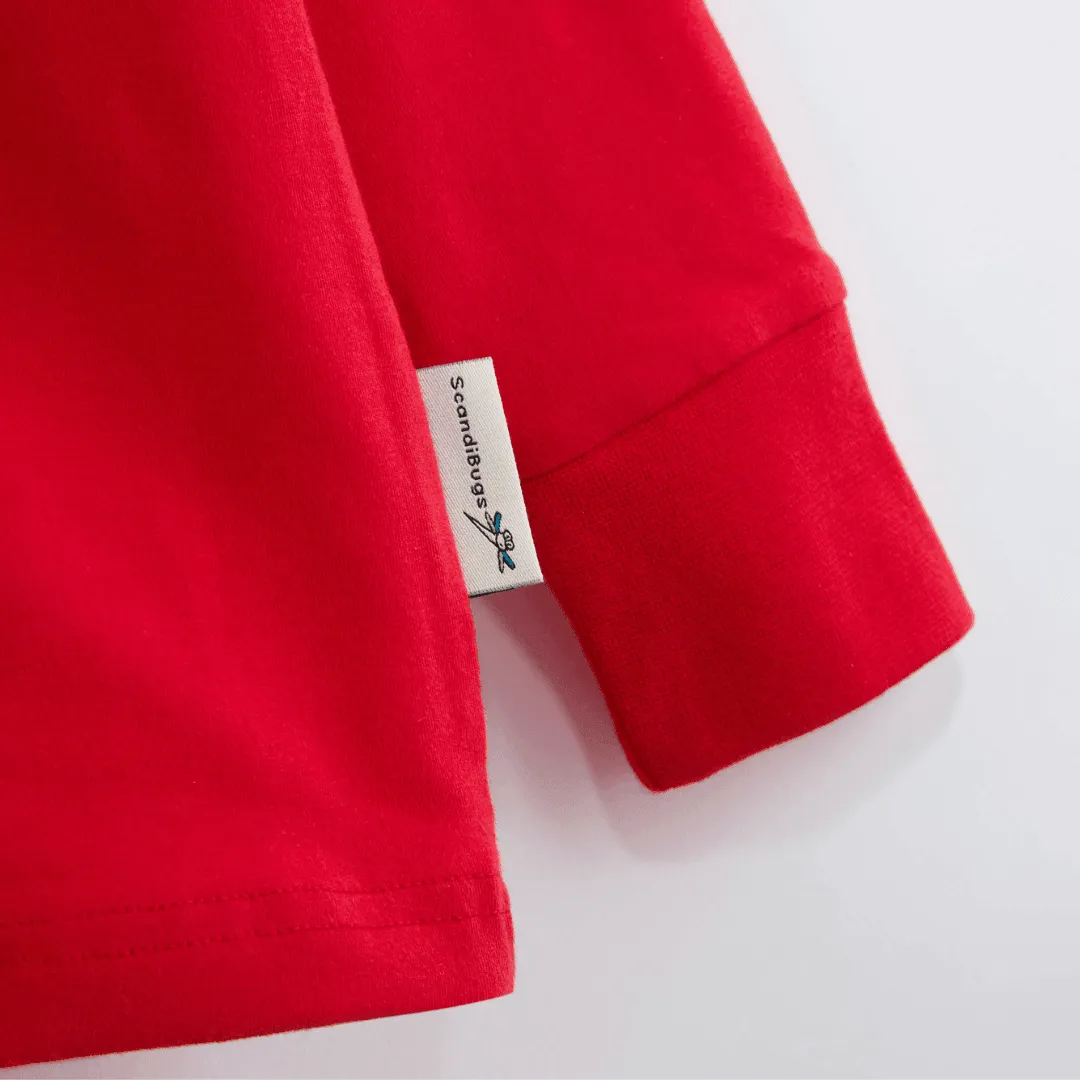 ScandiBugs Own Label Organic Long Sleeve Top - Roaring Red