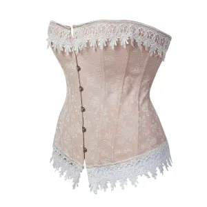 Sexy Women Jacquard Lace Up Boned Overbust Corset Carnival Brocade