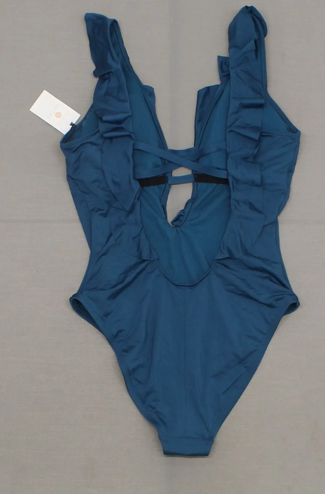 Shade & Shore Women's Swimwear Ruffle Plunge One Piece Swimsuit