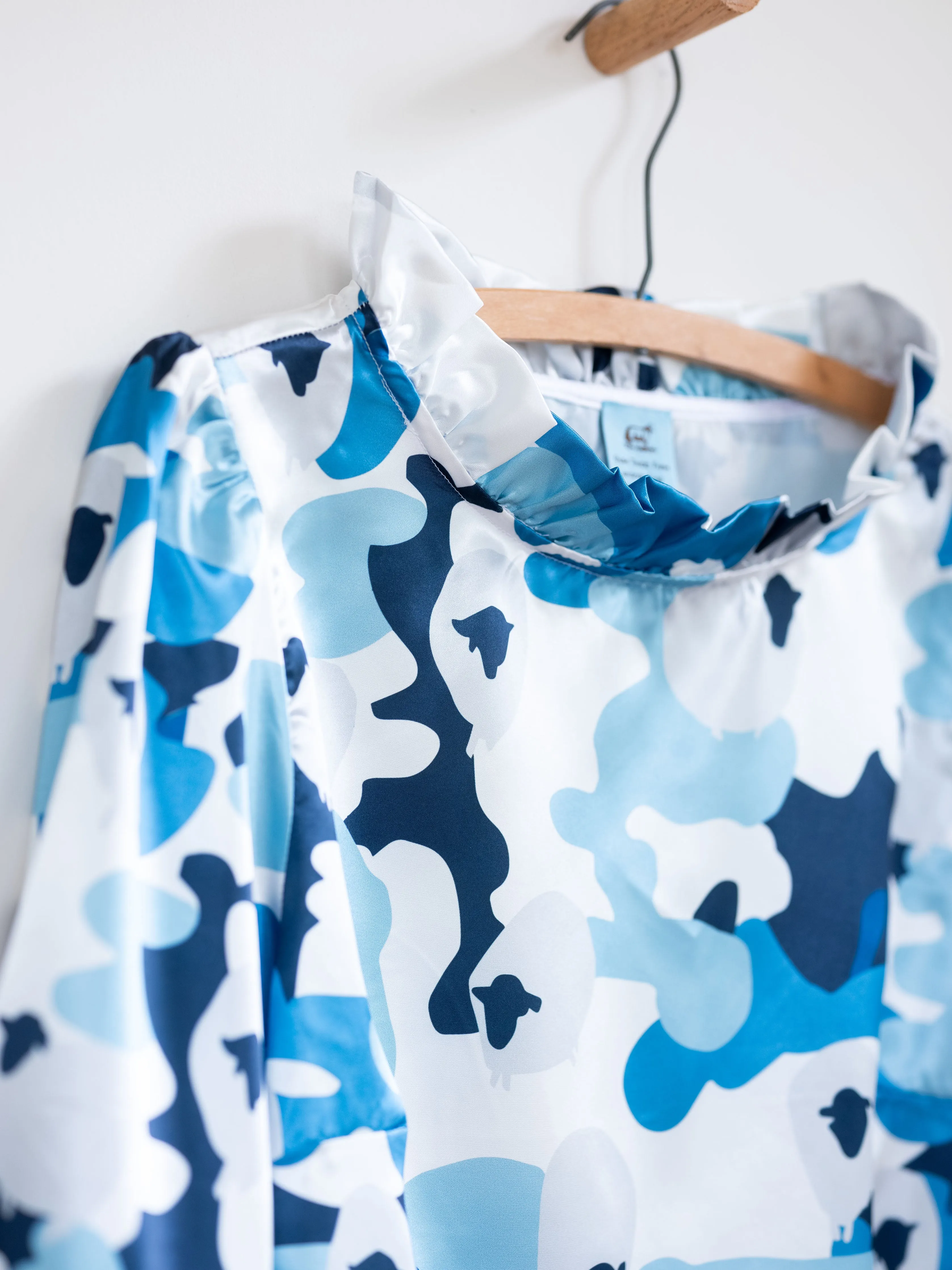 Sheep Camo Ruffled Audrey with Bows