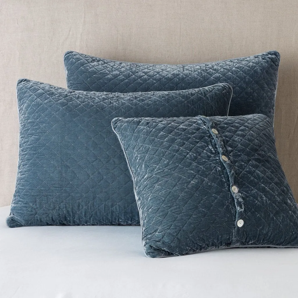 Silk Velvet Quilted Deluxe Sham - Mineral